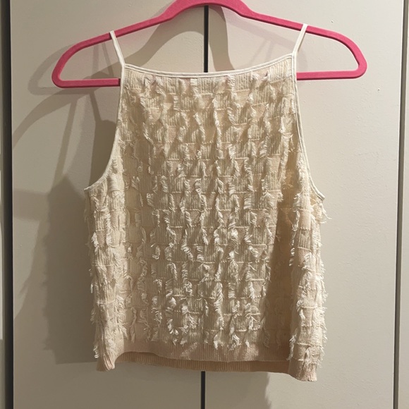 Blush / White Club Monaco Fringe Top - Picture 2 of 2